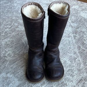 Brown Leather Shearling-Lined Ugg boots